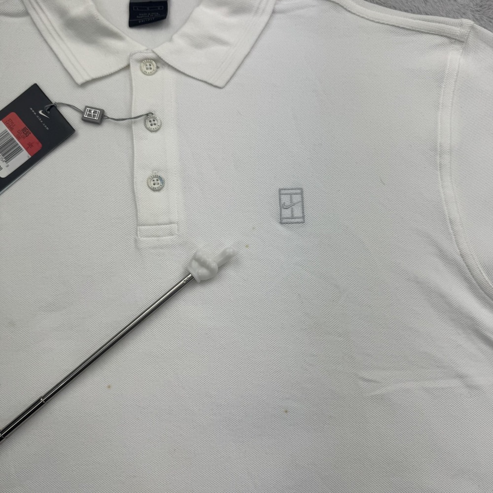 Vintage Nike Challenge Court Polo Shirt Mens Large White Dri-FIT Tennis Logo - Picture 7 of 15